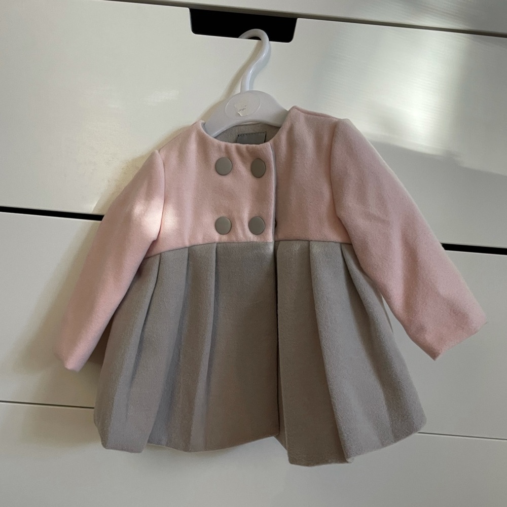 Pink & Gray pleated dress coat NWT